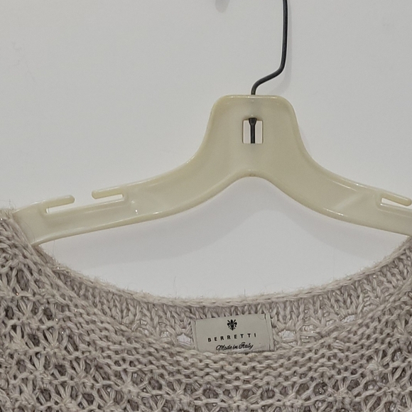 Slim fit open knit Italian wool tunic tan sweater mohair alpaca small Berretti - Picture 3 of 9